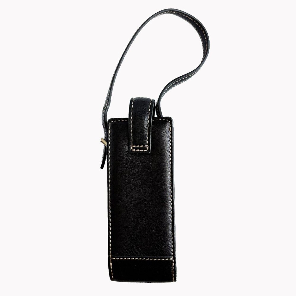 Vintage Coach Cell Phone Case Black Leather White Stitch 90s Retro - Picture 3 of 7